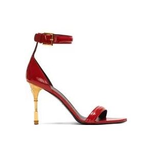 Balmain Patentleren sandalen met gegraveerde hak , Red , Dames , Maat: 41 EU
