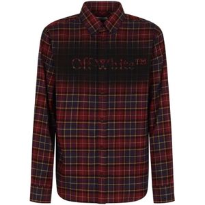 Off White, Heren, Overhemden, Rood, Maat: M Flanel,