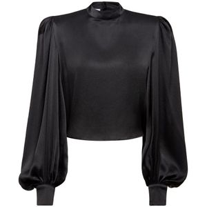MVP wardrobe, Dames, Blouses & Shirts, Zwart, Maat: S Zijde,
