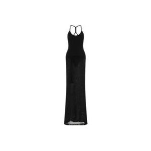 Jacquemus Zwarte Gebreide Jurk met Knoopdetail , Black , Dames , Maat: 2XS