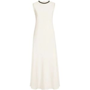 Brunello Cucinelli, Dames, Jurken, Wit, Maat: L Linnen,