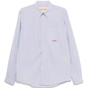 Valentino, Heren, Overhemden, Blauw, Maat: XL Katoen,