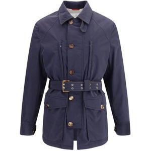 Brunello Cucinelli, Heren, Mantels, Blauw, Maat: M Leer,