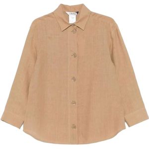 Max Mara, Dames, Blouses & Shirts, Bruin, Maat: XS Linnen,