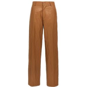 Nude, Dames, Broeken, Bruin, Maat: M Leer,