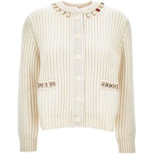 Thom Browne, Dames, Truien, Beige, Maat: S Kasjmier,
