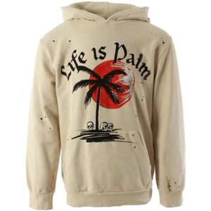 Palm Angels, Heren, Sweatshirts & Hoodies, Beige, Maat: L Katoen,