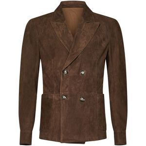 Franzese Collection - Double-breasted Blazer - Bruin - Suède