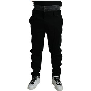 Dolce & Gabbana, Heren, Broeken, Zwart, Maat: S Katoen,