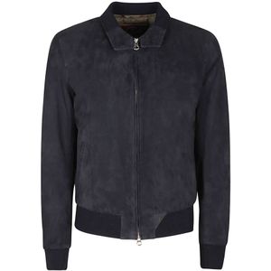 Stewart, Heren, Jassen, Blauw, Maat: L Leer,