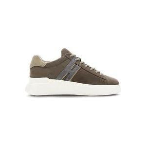 Hogan Blauwe Suède Sneakers met Grijze H-Detail , Brown , Heren , Maat: 40 EU