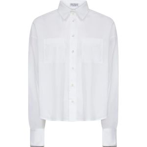 Brunello Cucinelli, Dames, Blouses & Shirts, Wit, Maat: M Katoen,