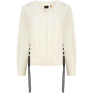 Hugo - Boss Casual - V-hals Knitwear - Beige - Dames