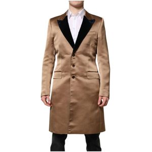 Dolce & Gabbana, Heren, Mantels, Bruin, Maat: M Zijde,