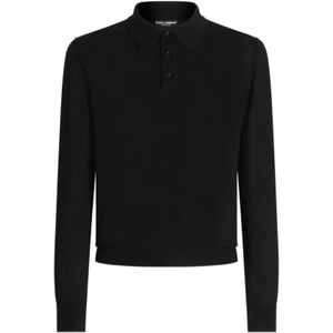 Dolce & Gabbana - Kasjmier Lange Mouw Polo - Zwart