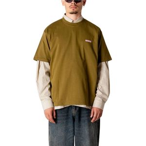 Woodbird, Heren, Tops, Groen, Maat: S Katoen,