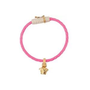 Versace Gevlochten Medusa Bedel Armband , Pink , Dames , Maat: L