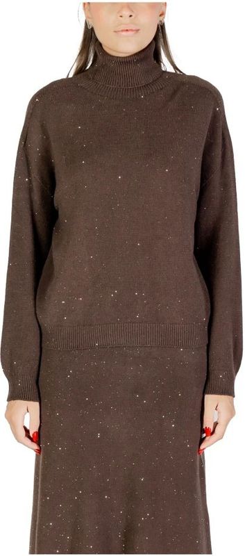 Liu Jo - Gesloten Trui - Bruin - Elegante Gesloten Trui met Fonkelende Details
