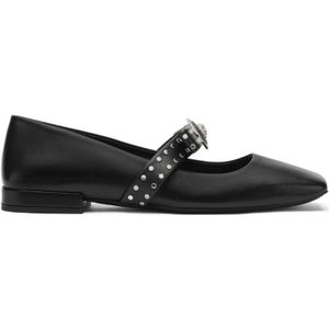 Versace - Gianni Ribbon - Ballerina's - Zwart - Leer - Strikdetail met Studs