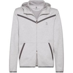 Brunello Cucinelli, Heren, Sweatshirts & Hoodies, Grijs, Maat: XL Katoen,