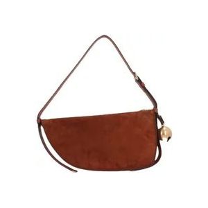 Burberry Bruine Suède Schoudertas , Brown , Dames , Maat: ONE Size