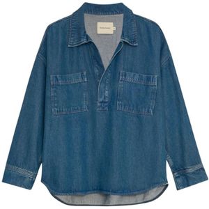 The New Society, Dames, Blouses & Shirts, Blauw, Maat: M