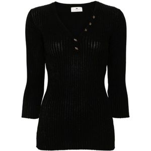 Elisabetta Franchi, Dames, Truien, Zwart, Maat: XL