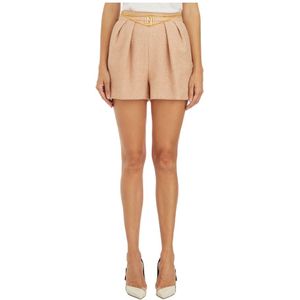 Elisabetta Franchi, Dames, Korte broeken, Oranje, Maat: S Tweed,