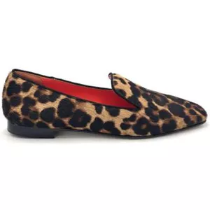 PS Poelman Odette suède loafers met panterprint bruin/zwart