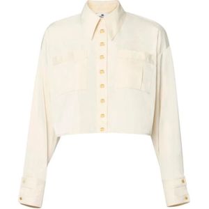 Elisabetta Franchi, Dames, Blouses & Shirts, Beige, Maat: S Voile,