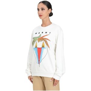 Marni, Dames, Sweatshirts & Hoodies, Wit, Maat: XS Katoen,