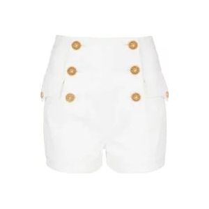 Balmain Denim shorts met 6 knopen , White , Dames , Maat: M