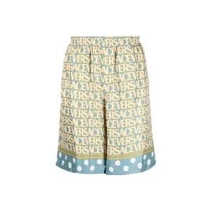 Versace Allover-print zijden shorts met stippen , Multicolor , Heren , Maat: XL