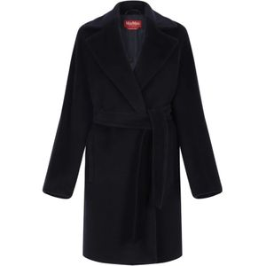 Max Mara Studio, Dames, Mantels, Blauw, Maat: XS Wol,