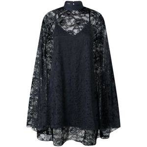 Pinko - Zwarte Kanten Jurk met Satijndetails - Dames - Satijn