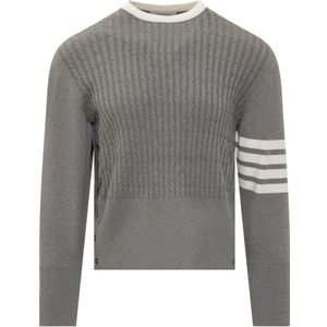 Thom Browne, Heren, Truien, Grijs, Maat: S Katoen,