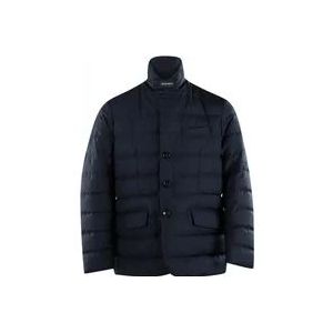 Woolrich Donsjas met rits en knoop , Blue , Heren , Maat: 2Xl/3Xl