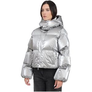 Elisabetta Franchi, Dames, Jassen, Grijs, Maat: XL Nylon,