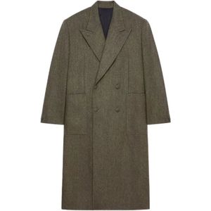 Givenchy - Wollen Double-Breasted Jas - Groen - Wol - Visgraatmotief