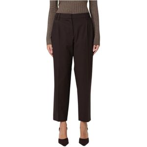 Brunello Cucinelli, Dames, Broeken, Bruin, Maat: M Leer,