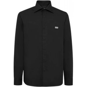 Philipp Plein, Heren, Overhemden, Zwart, Maat: M Leer,