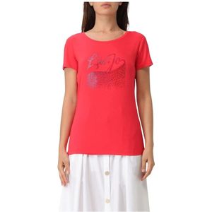 Liu Jo - T-shirt - Rood - Korte Mouwen - Rhinestone Detail