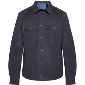 Moncler, Heren, Overhemden, Blauw, Maat: M Katoen,