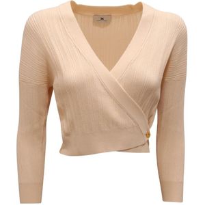 Elisabetta Franchi, Dames, Truien, Beige, Maat: 2XL