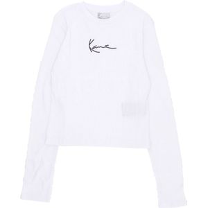 Karl Kani - Handtekening Lange Mouw Crewneck T-shirt - Wit - Dames