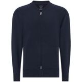 Boggi Milano - Gebreid Jack - Blauw - Merinowol - Met Volledige Rits en Bomberkraag