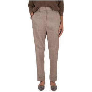 Peserico, Dames, Broeken, Beige, Maat: M Linnen,