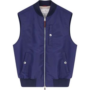 Brunello Cucinelli, Heren, Jassen, Blauw, Maat: L Polyamide,