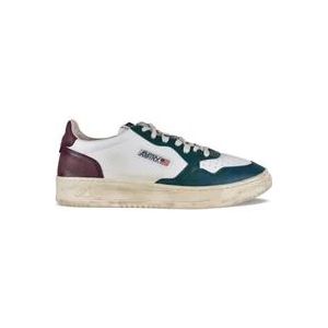 Autry Vintage lage sneakers in groen/wit/paars leer , White , Heren , Maat: 44 EU