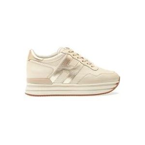Hogan Witte Sneakers H222 Gemaakt in Italië , Beige , Dames , Maat: 36 1/2 EU